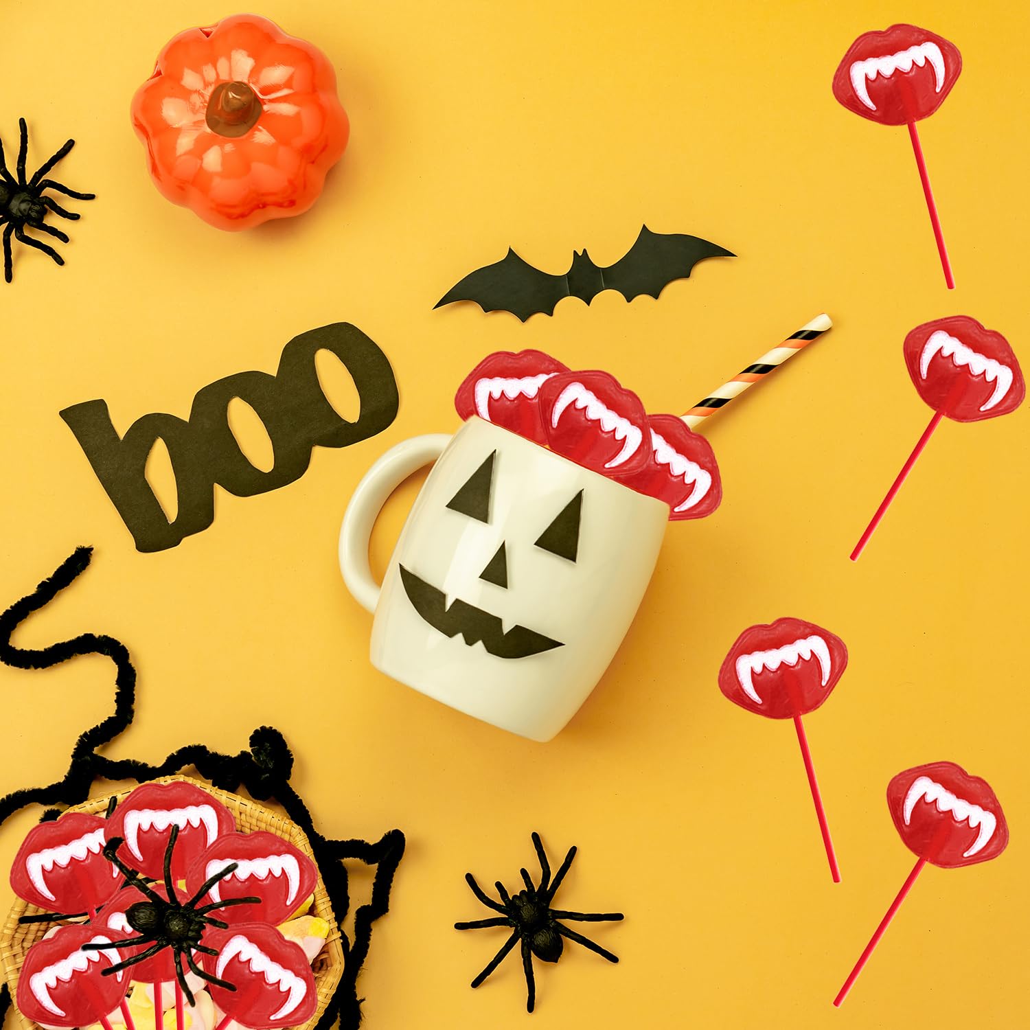 Fruidles Halloween Vampires Fangs Tattoo Lollipops – Streamlined Goody Bag Filler for Simple Halloween Hosting