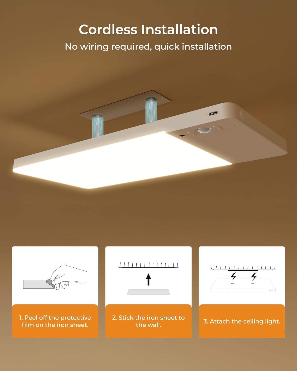 FULEN Motion Sensor Ceiling Light — Child-Safe Nursery and Playroom Lighting, Cool LEDs No Heat