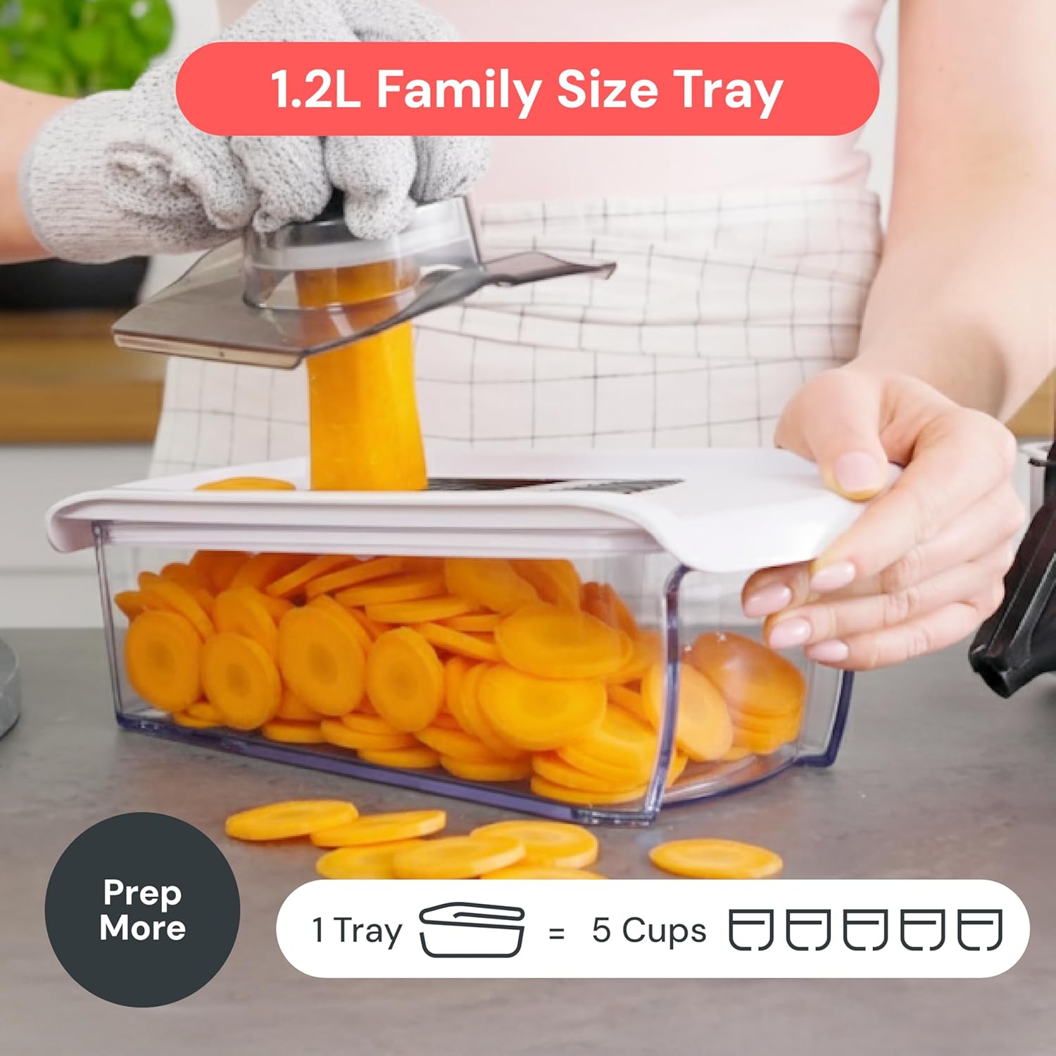 Fullstar Mandoline Slicer with Safety Glove and Fingerguard – Family-Safe Veggie Cutter for Busy Parents, BPA-Free White 6-in-1