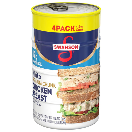 fully cooked, ready-to-eat white chicken chunks canned in water