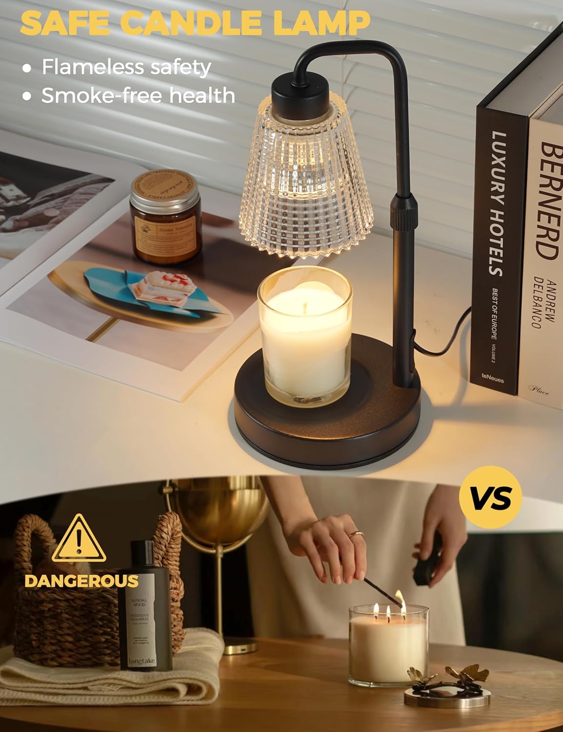 fully dimmable rotary knob for adjustable brightness and melt rate