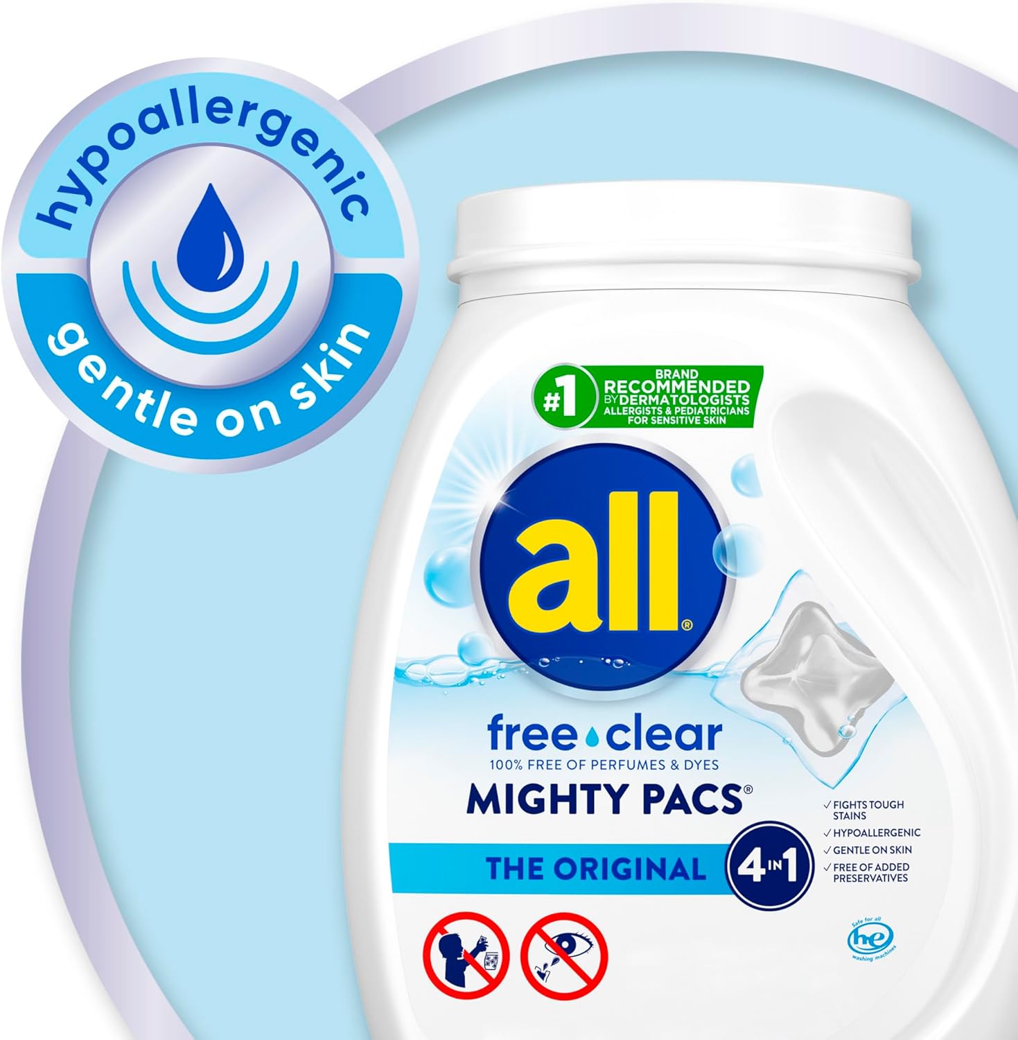 fully water-soluble pacs that dissolve in all wash temperatures (cold to hot)