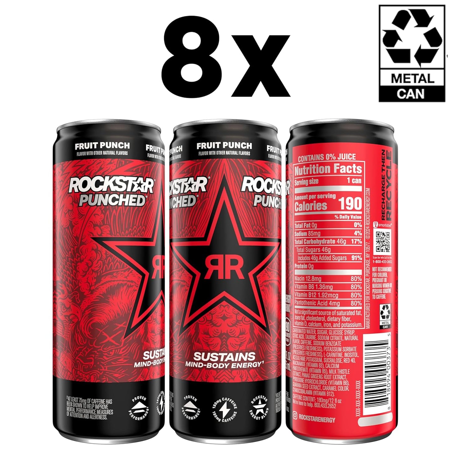 functional ingredients including guarana seed extract, taurine, panax ginseng, and milk thistle