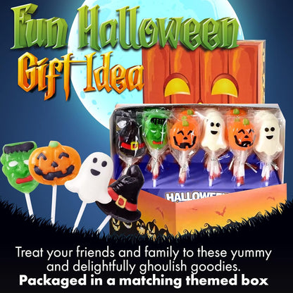 Fusion Select Spooky Suckers – Safe & Sanitized Halloween Candy for Kids, 6 Fun Character Designs in One Box