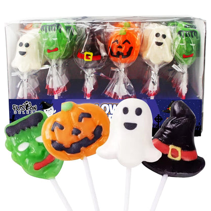 Fusion Select Spooky Suckers – Safe & Sanitized Halloween Candy for Kids, 6 Fun Character Designs in One Box