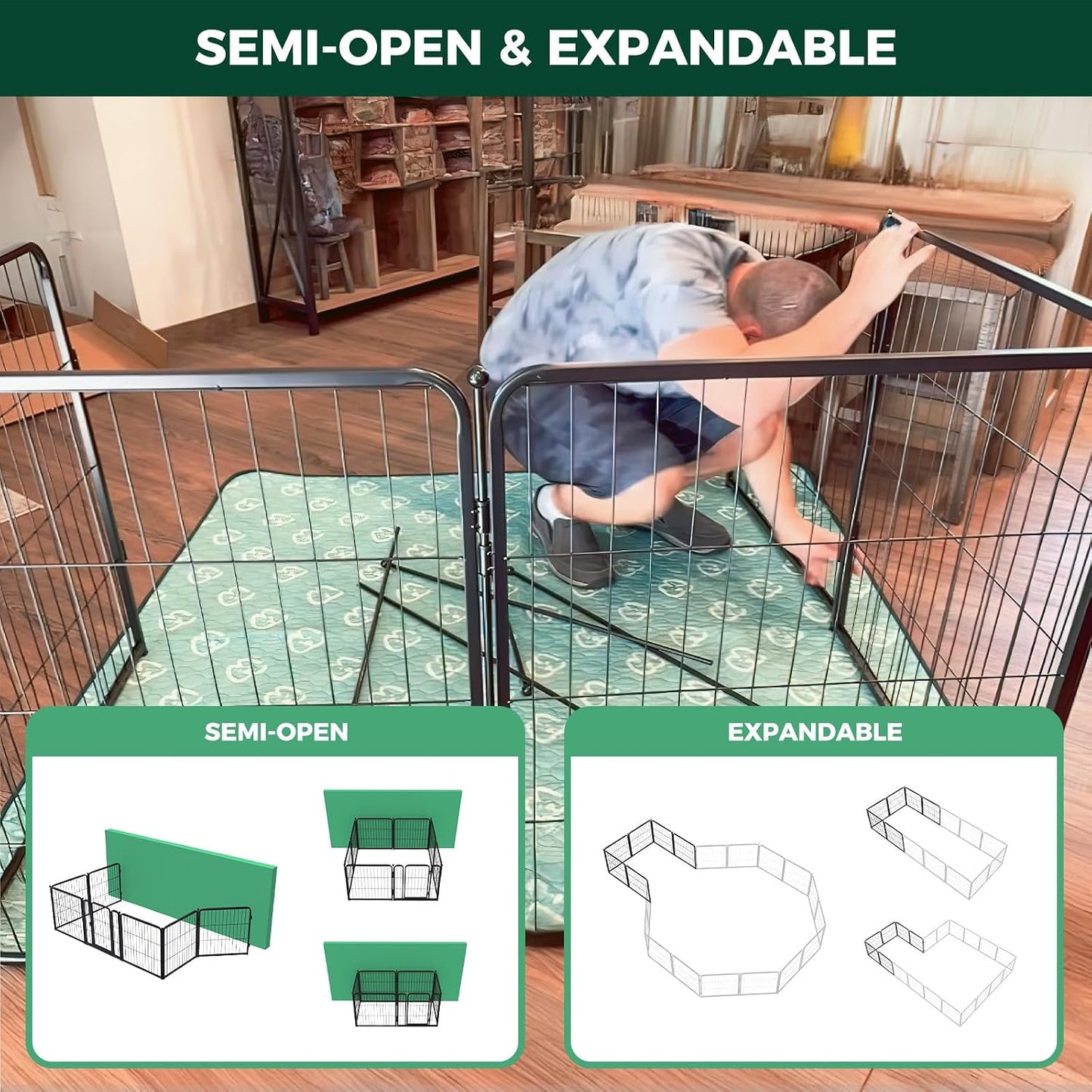 FXW Homeplus Unleashed Indoor Dog Playpen - First Time Puppy Owner Gift 24 Inch 4 Panels Starter Crate Alternative, Black