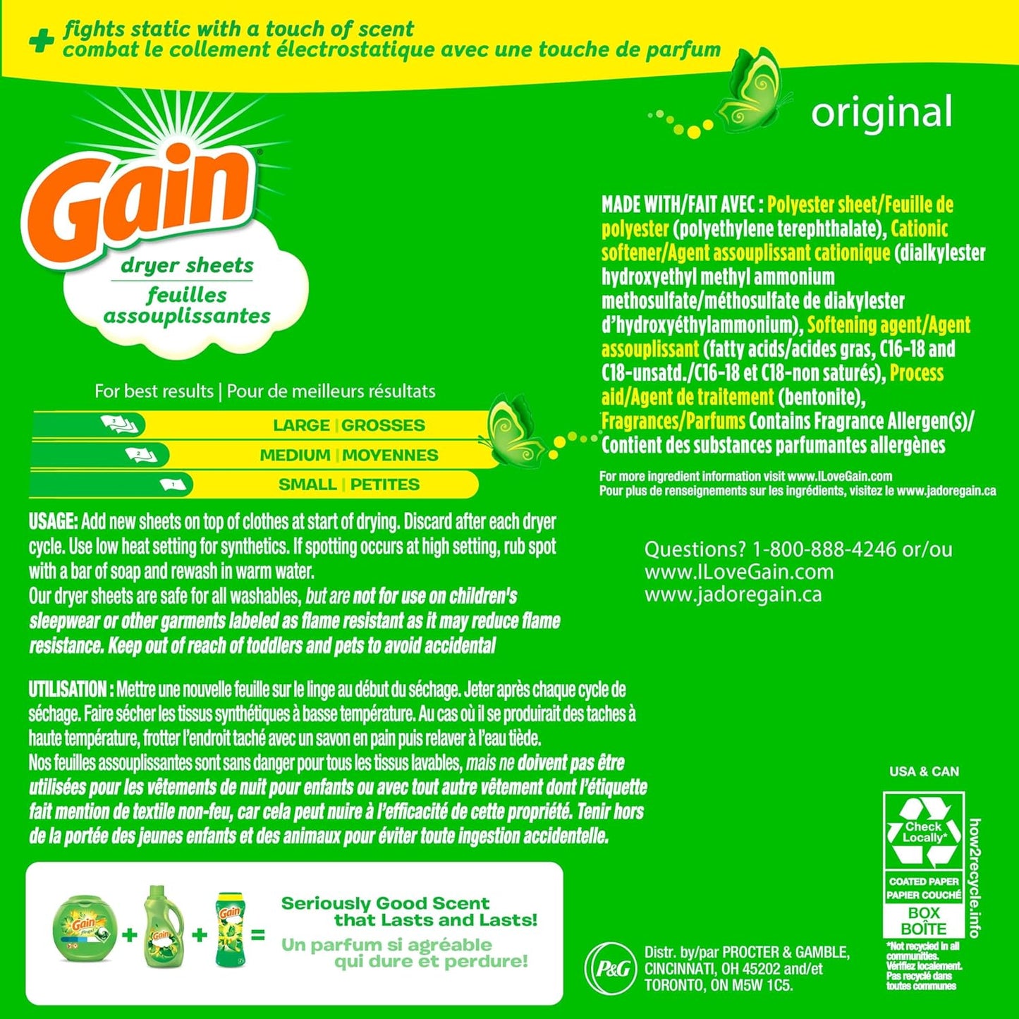 Gain Dryer Sheets Original Scent – Wind-Down Laundry Ritual for Bedroom Linens, 120 Count