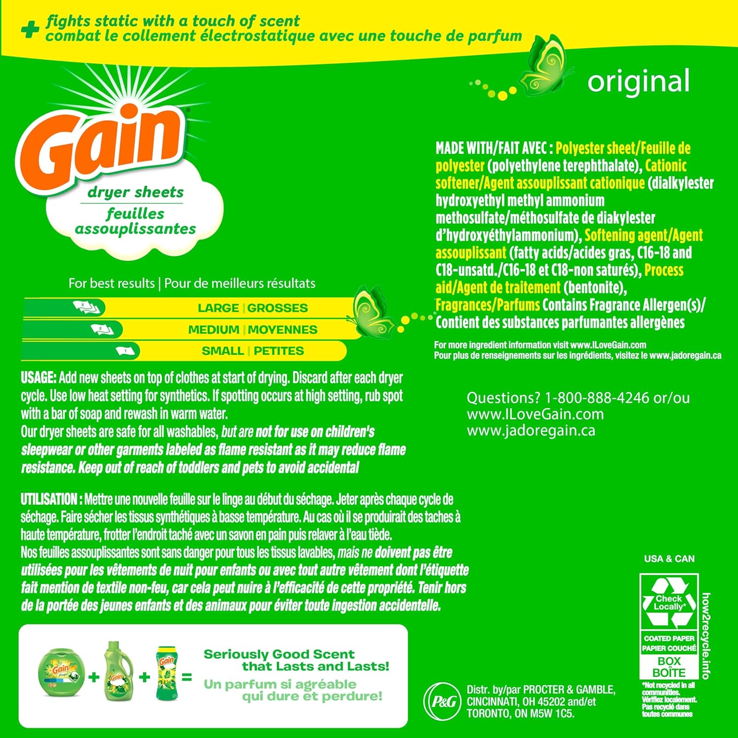 Gain Dryer Sheets Original Scent – Wind-Down Laundry Ritual for Bedroom Linens, 120 Count