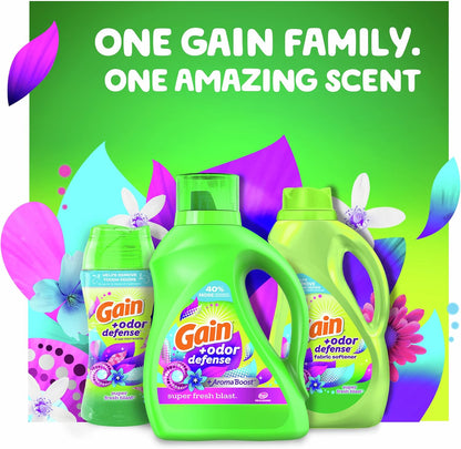 Gain Dryer Sheets Plus Odor Defense – Super Fresh Blast Scent for Bath Time Towel Softness, Long-Lasting Laundry Freshener