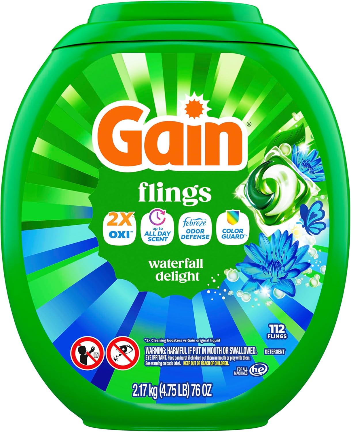 Gain Flings Laundry Pacs – Mindful Self-Care for Linen Closet Rituals, Waterfall Delight Long-Lasting Scent