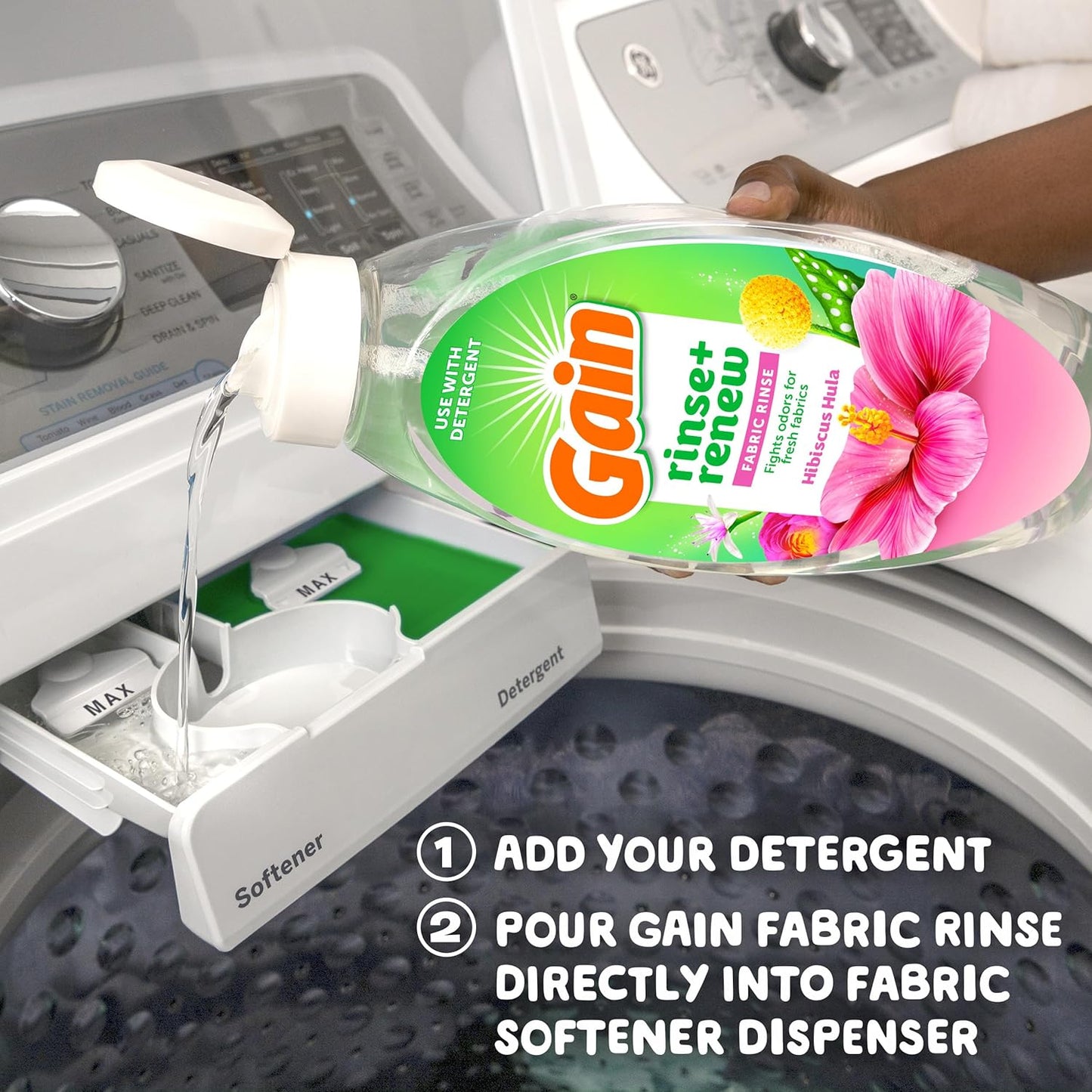 Gain Hibiscus Hula Fabric Rinse & Renew – Tropical Scented Laundry Rinse for Yoga Room Towels and Meditation Cushions, 48 FL OZ