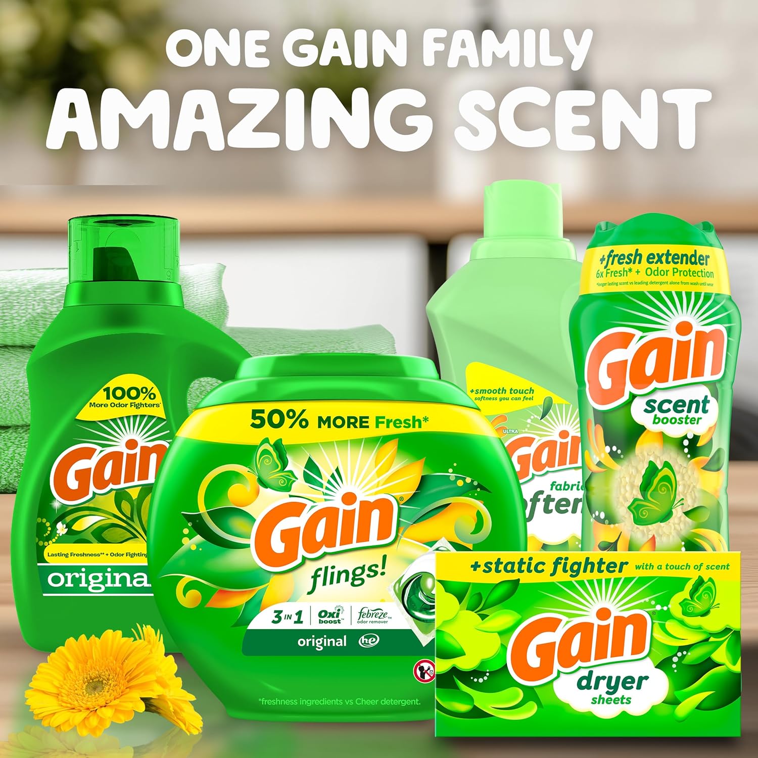 Gain In-Wash Scent Booster Beads Original Scent – 12 Weeks Freshness for Nightly Wind-Down Linen Routine