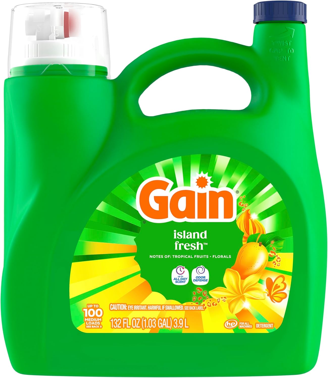 Gain Island Fresh Laundry Detergent 154 fl oz – Calming Tropical Scent for Bath Towels and Wind-Down Bedtime Routine