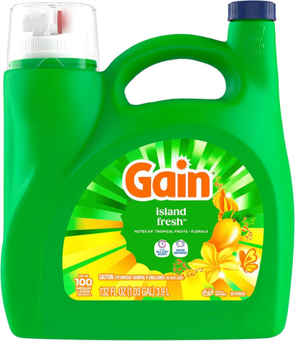 Gain Island Fresh Laundry Detergent 154 fl oz – Calming Tropical Scent for Bath Towels and Wind-Down Bedtime Routine