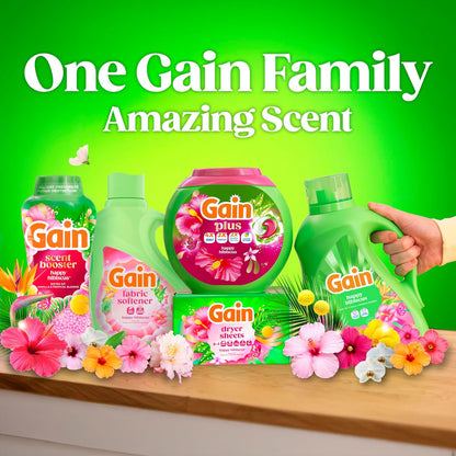 Gain Liquid Laundry Detergent Odor Defense Hibiscus Hula Scent for Bath Towel Refresh, 100-Load Wellness Laundry Routine