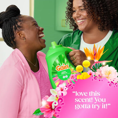 Gain Liquid Laundry Detergent Odor Defense Hibiscus Hula Scent for Bath Towel Refresh, 100-Load Wellness Laundry Routine