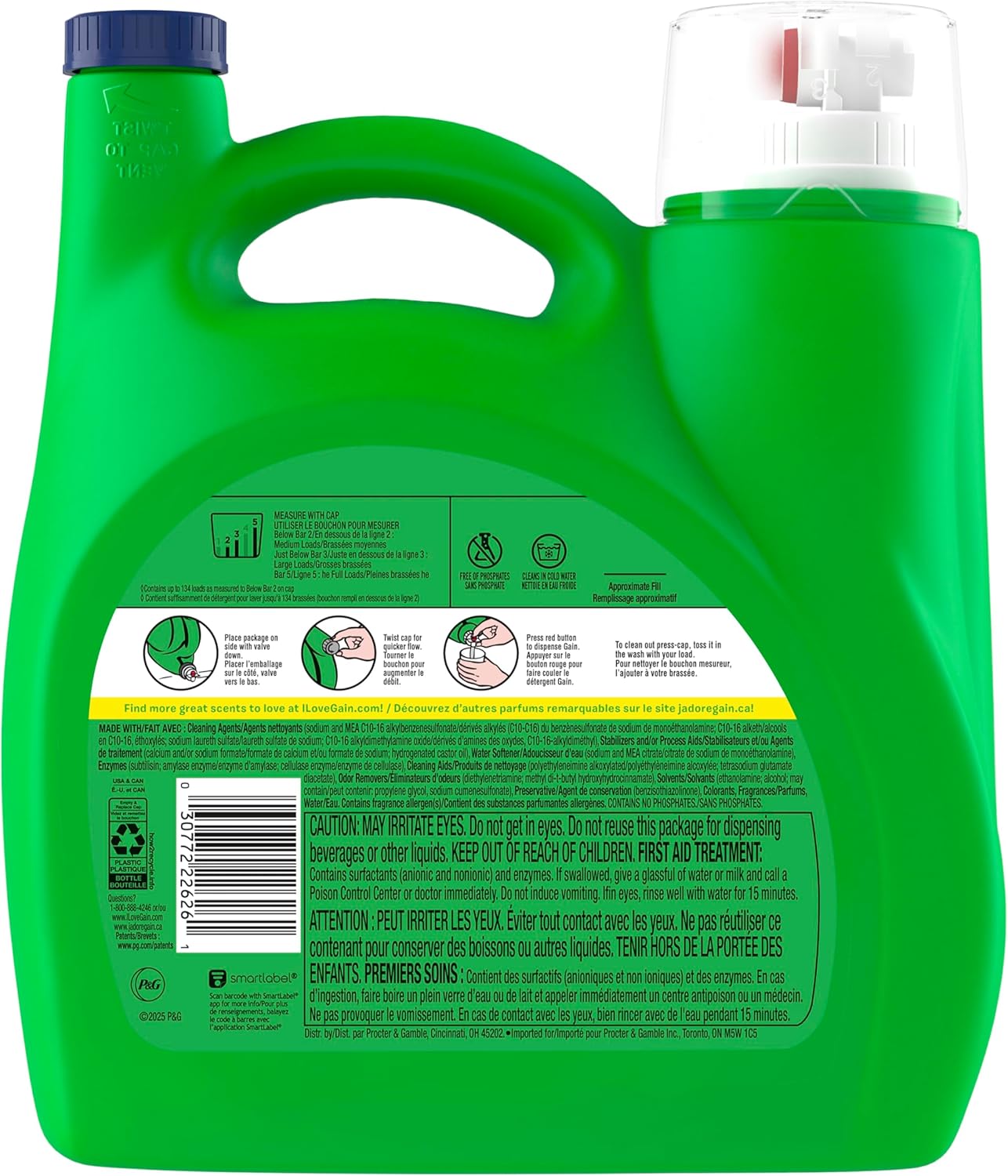 Gain Liquid Laundry Detergent Original Scent for Bath Time Wind-Down, Wellness Laundry Soap with Six-Week Fragrance Freshness