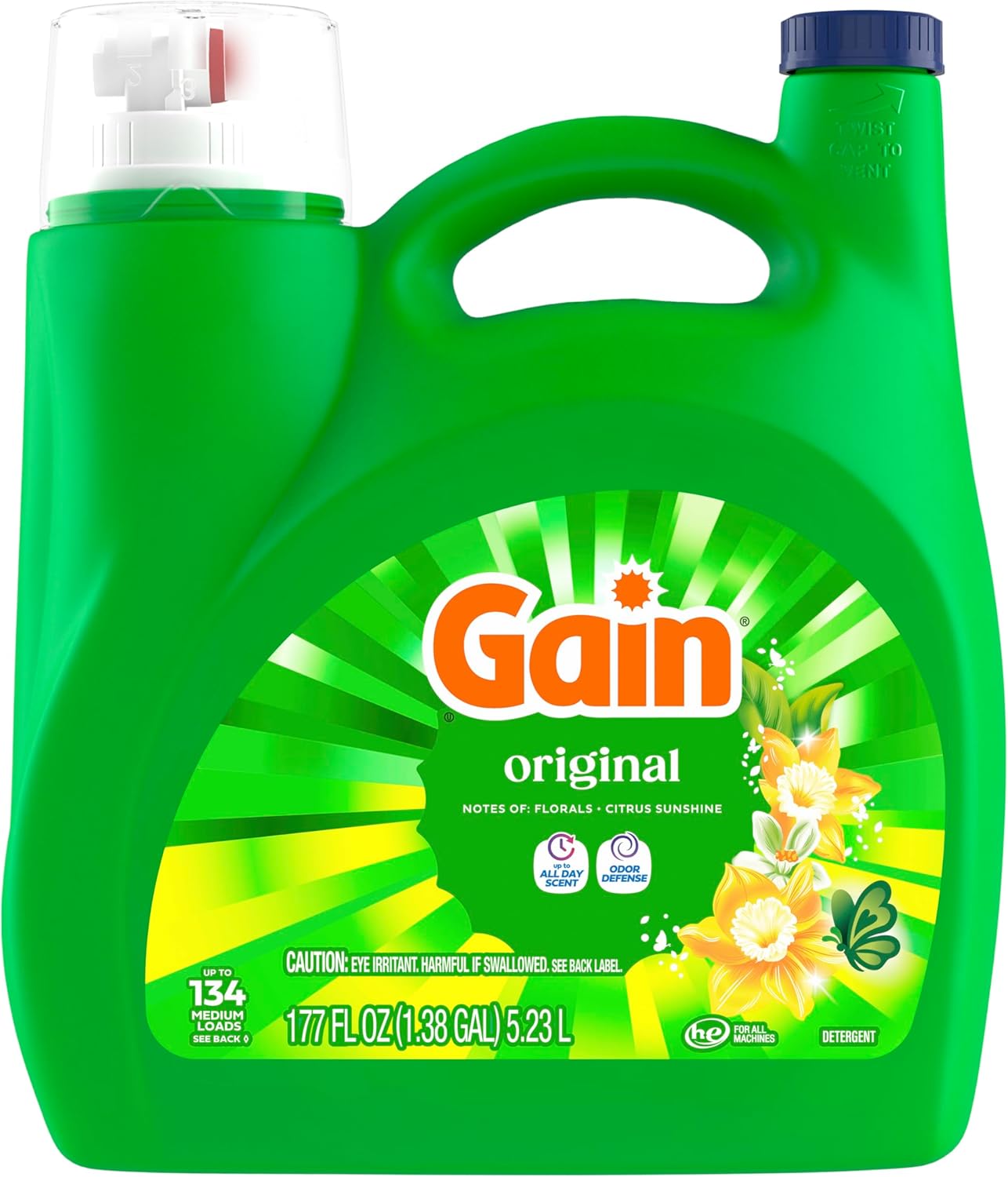 Gain Liquid Laundry Detergent Original Scent for Bath Time Wind-Down, Wellness Laundry Soap with Six-Week Fragrance Freshness