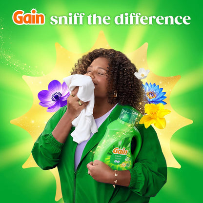 Gain Liquid Laundry Detergent with Odor Defense, Original Scent, Low-Maintenance Laundry Soap for Home Office and Utility Room, 60 fl oz, Pack of 2