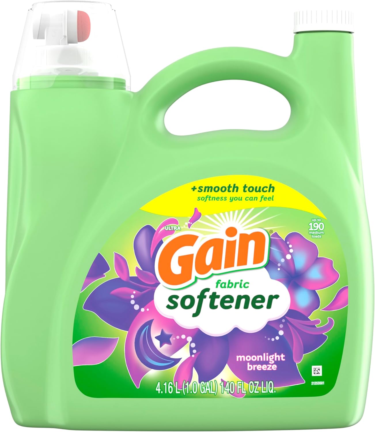 Gain Moonlight Breeze Fabric Softener, 140 fl oz 190 Loads – Family-Safe Laundry Softener for Kids Bedroom and Nursery