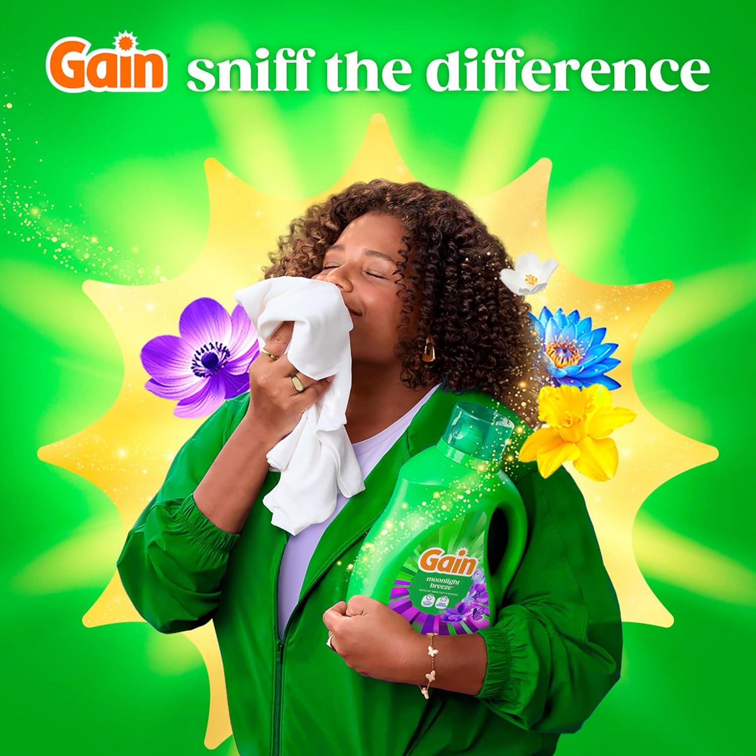 Gain Moonlight Breeze Laundry Detergent with Odor Defense – Personal Care Laundry Soap for Bath Towels and Pajamas, HE Compatible, 177 fl oz, 134 Loads