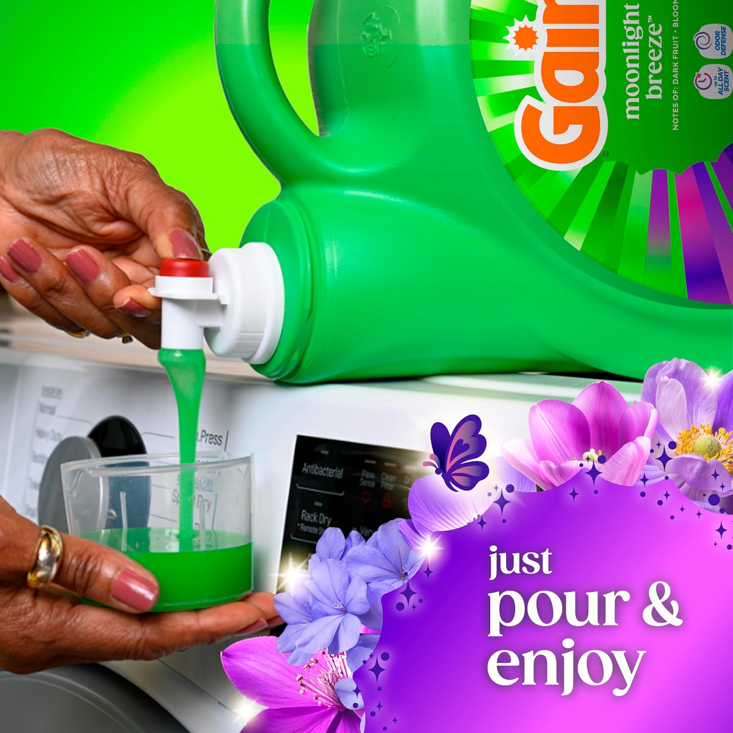 Gain Moonlight Breeze Laundry Detergent with Odor Defense – Personal Care Laundry Soap for Bath Towels and Pajamas, HE Compatible, 177 fl oz, 134 Loads