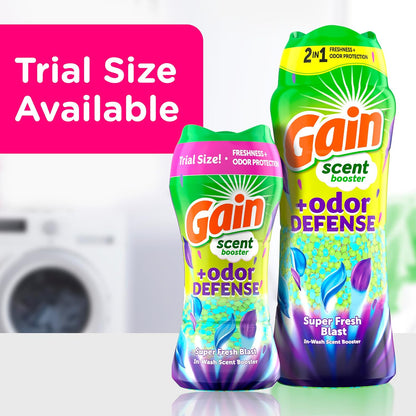 Gain Odor Defense In-Wash Scent Booster – Super Fresh Blast Laundry Beads for a Mood-Boosting Home Aroma, 21.1 oz