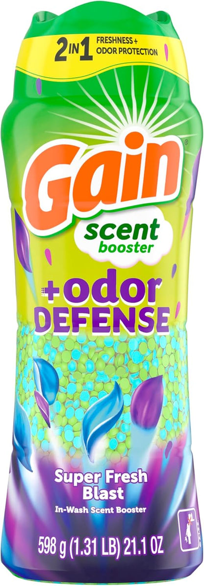 Gain Odor Defense In-Wash Scent Booster – Super Fresh Blast Scent Beads for Hiking Gear, 21.1 oz Laundry Freshener