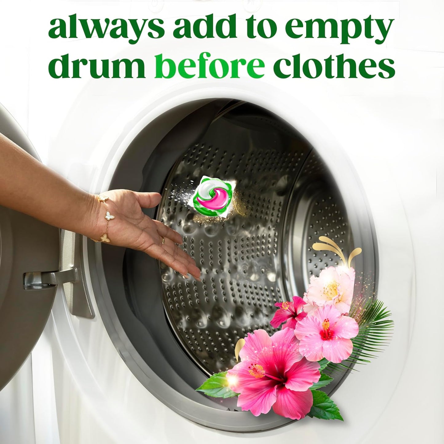 Gain Plus Flings Laundry Pacs Happy Hibiscus Scent for Patio, Camping, and Active Travel Wardrobe Care, 45 Count