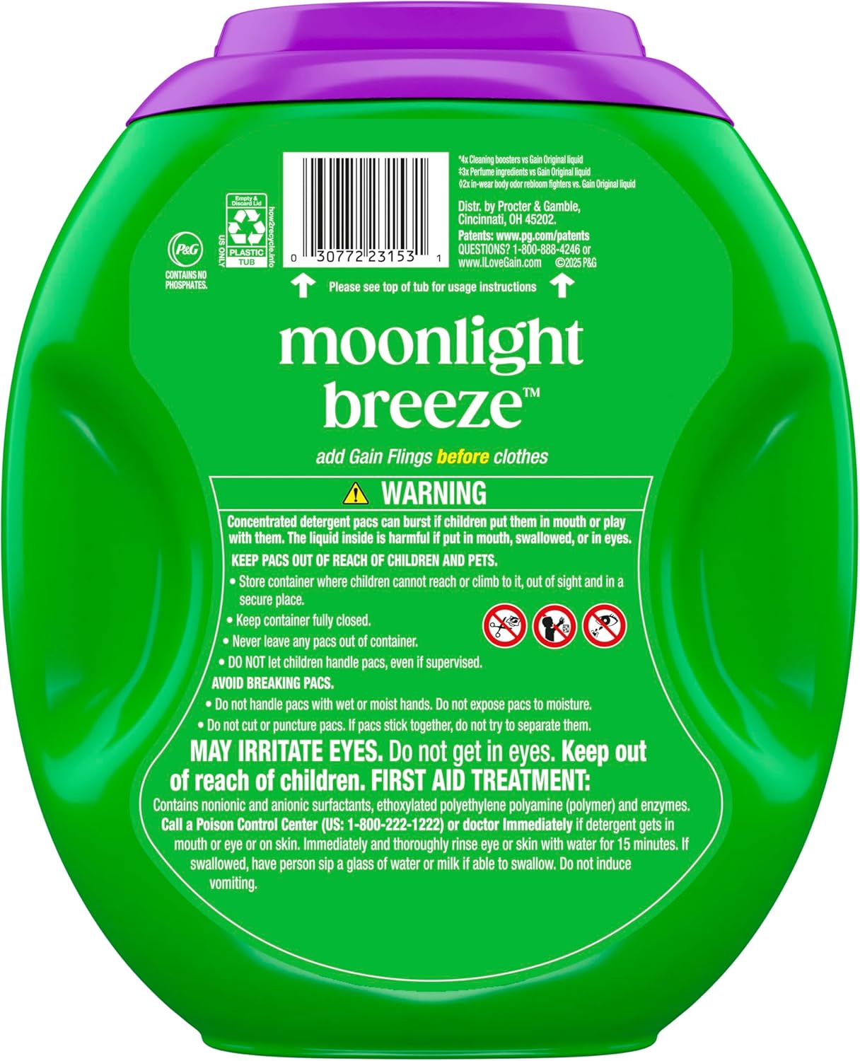 Gain Plus Flings Laundry Pods – Premium Moonlight Breeze Scent for High-End Home Linens and Guest Room