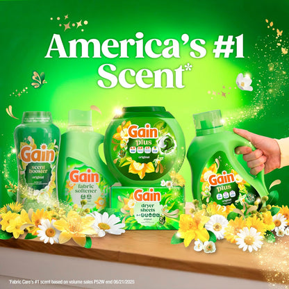 Gain Plus Liquid Laundry Detergent with Oxi and Original Scent for Home Yoga and Meditation Spaces, Long-Lasting Fragrance Laundry Soap