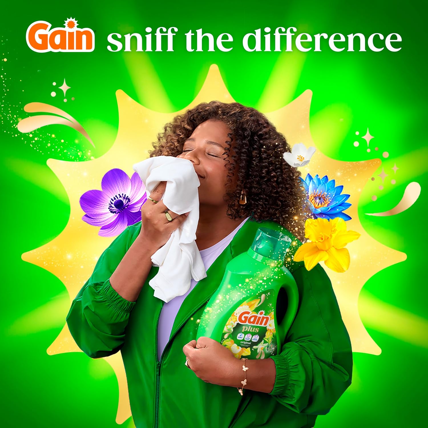 Gain Plus Liquid Laundry Detergent with Oxi for Home Office Linens and Focus-Friendly Laundry Days, Original Scent, 170 fl oz, 129 Loads