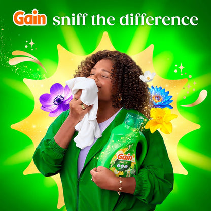 Gain Plus Liquid Laundry Detergent with Oxi for Home Office Linens and Focus-Friendly Laundry Days, Original Scent, 170 fl oz, 129 Loads