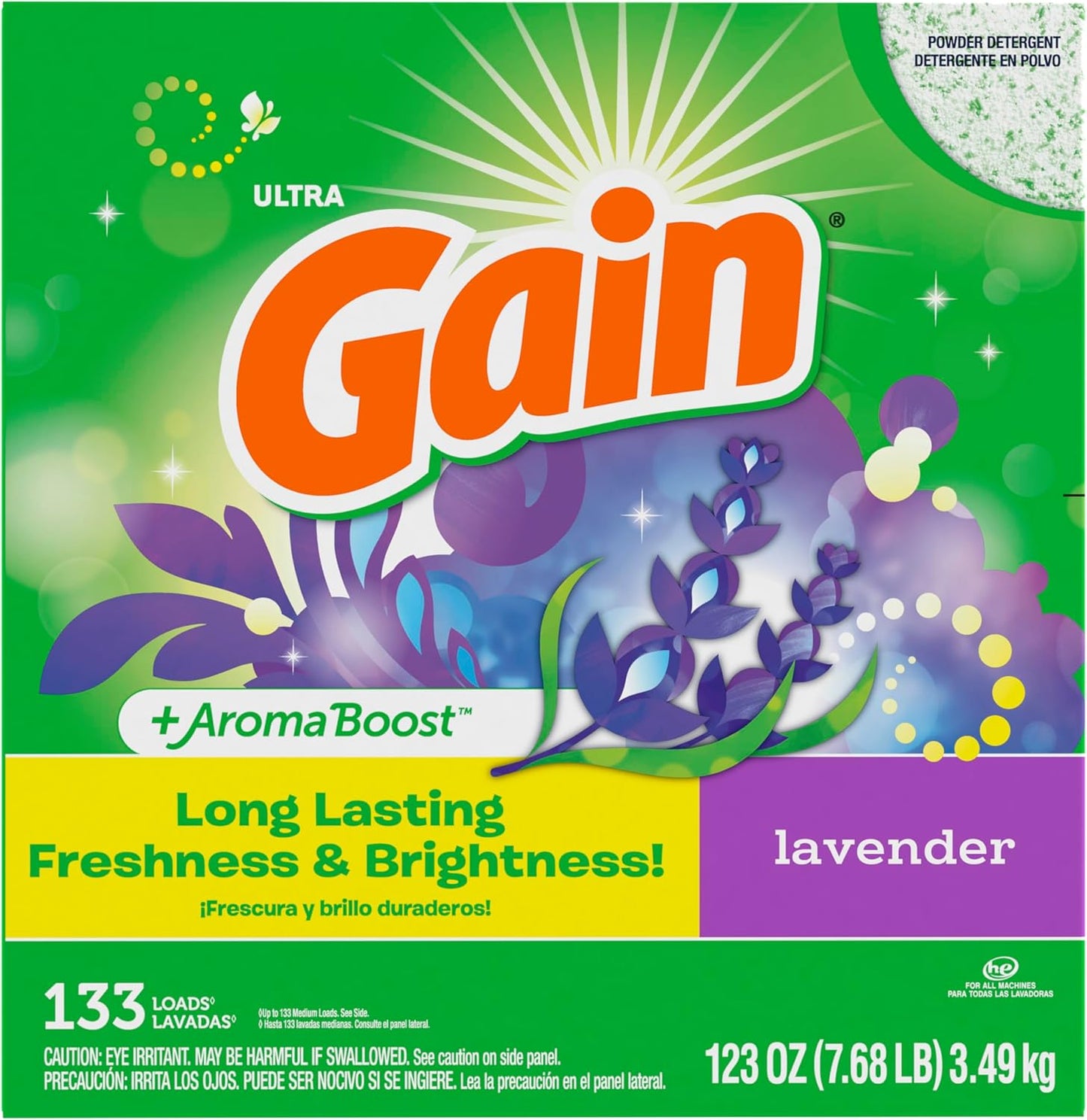 Gain Powder Laundry Detergent Lavender Scent for Bath Time & Wind-Down Routine, 133 Loads of Calming Floral Freshness