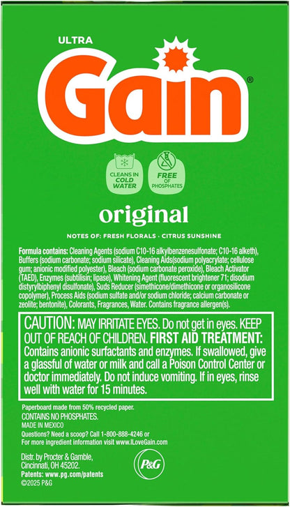 Gain Powder Laundry Detergent, Original Scent, 167 Loads, 154 OZ – Personal Care Laundry Ritual for Bath Towels and Robes