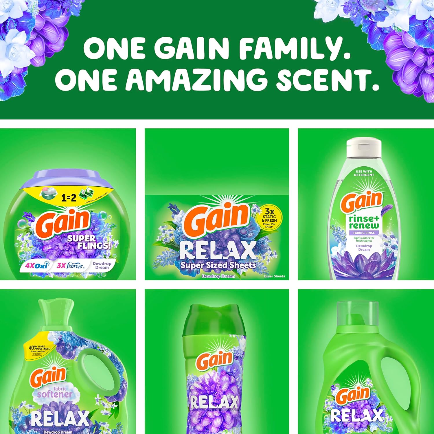 Gain Super Flings Laundry Detergent Pacs for Yoga Room Reset, Dewdrop Dream Scent Pacs That Turn Every Load Into a Sensory Ritual