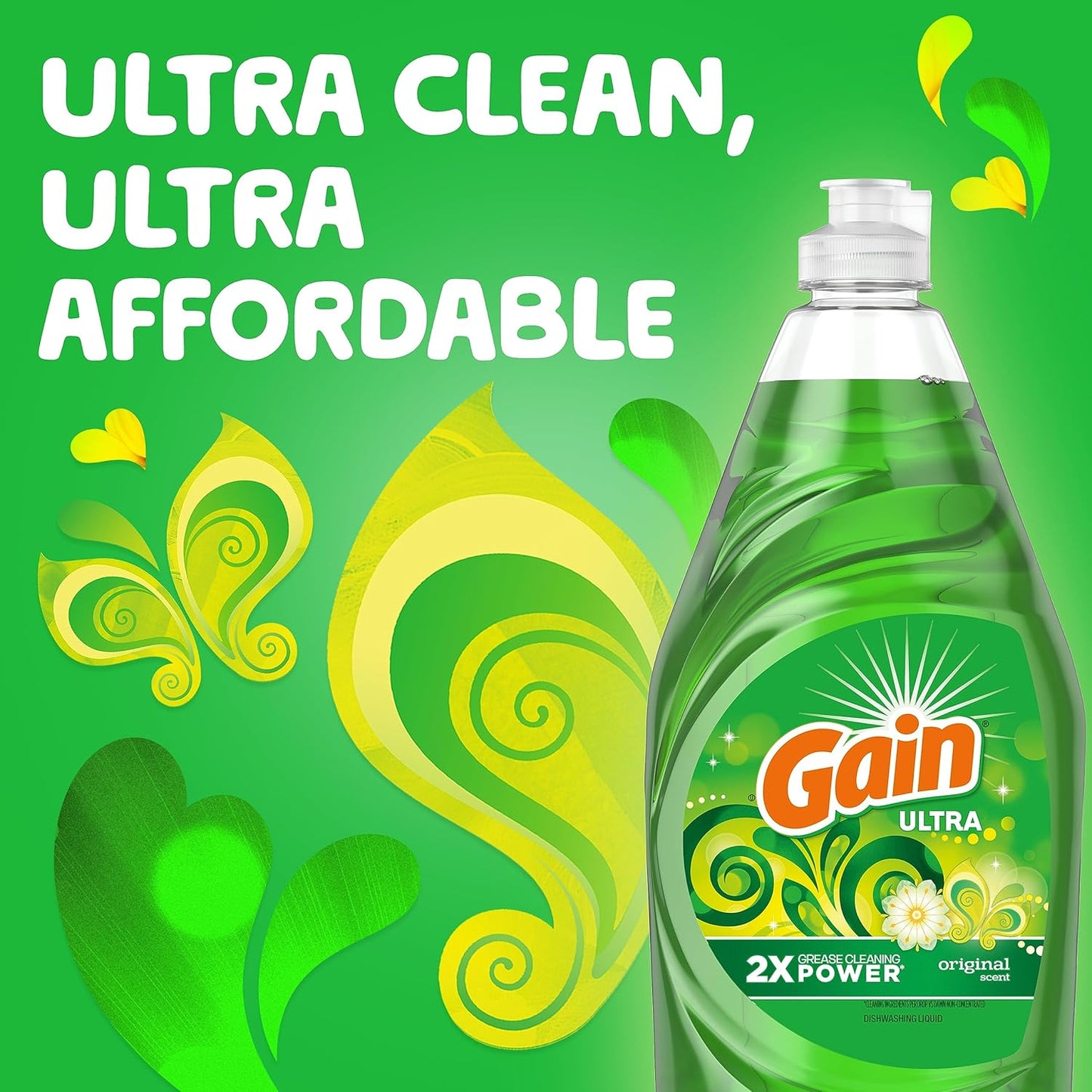 Gain Ultra Dish Soap Original 38 oz for Family Kitchen Cleanup, Gentle Enough for Daily Family Dishwashing