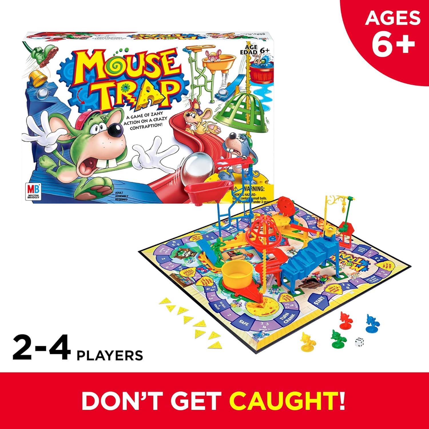 gameboard, 4 plastic mice movers, and 52 cheese pieces included