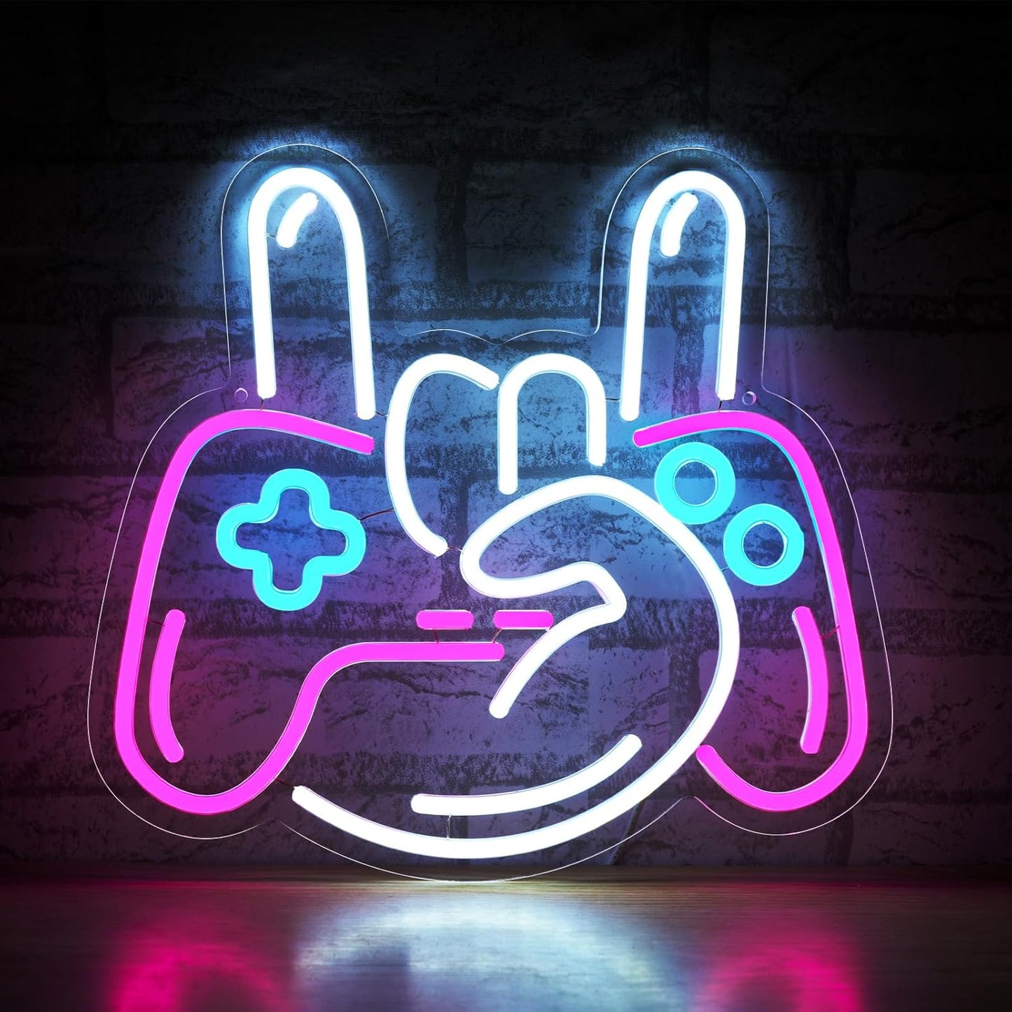 gamepad-shaped led neon sign with 3d engraved acrylic pattern and silicone tube