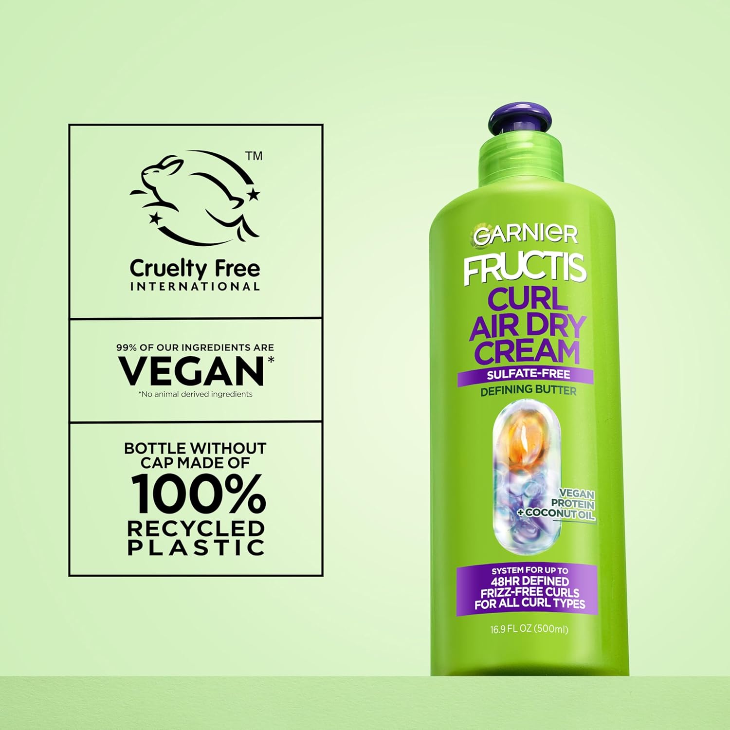 Garnier Fructis Curl Nourish Air Dry Cream XL – Calming Vegan Curl Cream for Sensitive Scalp Wind-Down Care