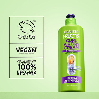Garnier Fructis Curl Nourish Air Dry Cream XL – Calming Vegan Curl Cream for Sensitive Scalp Wind-Down Care