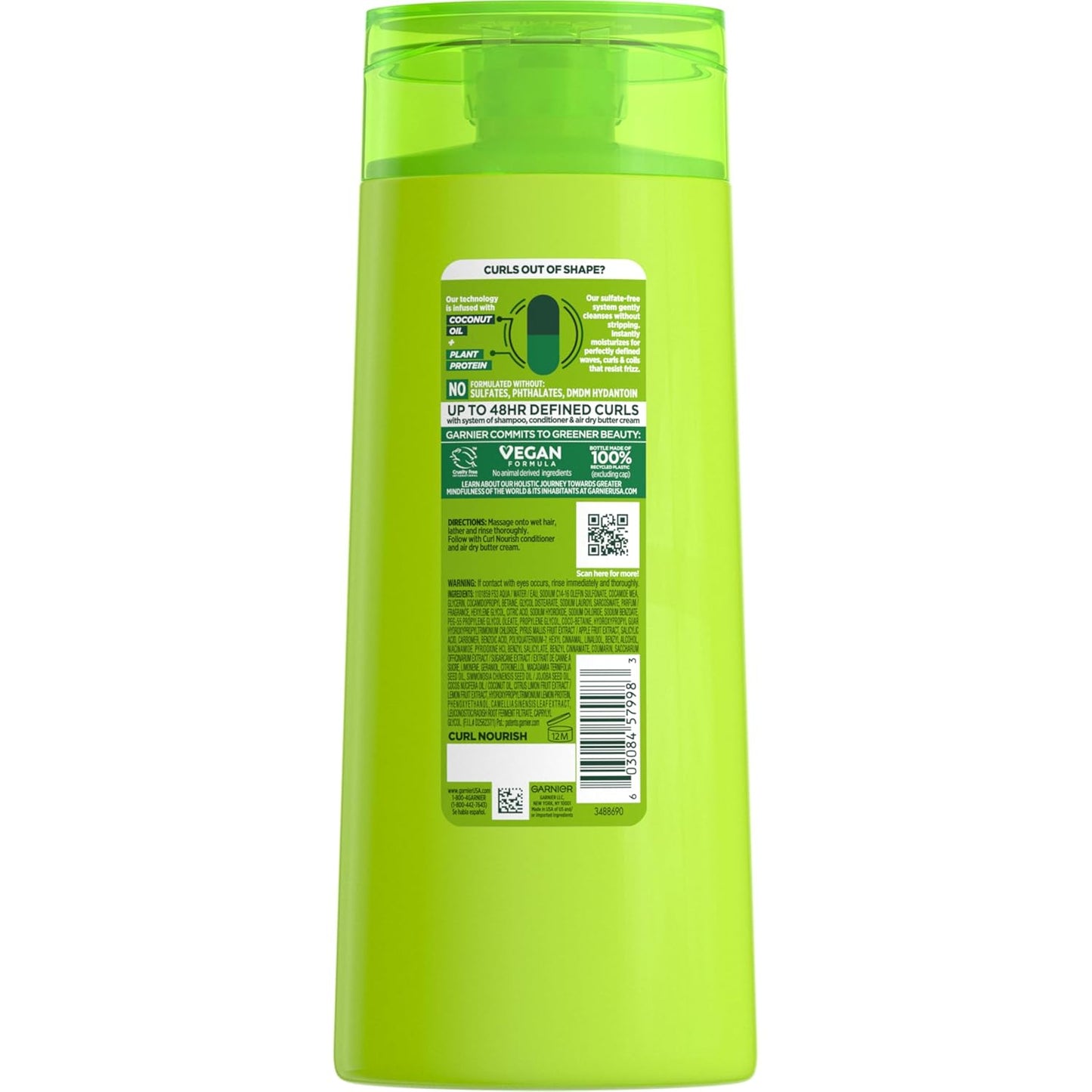 Garnier Fructis Curl Nourish Shampoo – Cozy Holiday Gift for Mom, Cruelty-Free Curl Care with Coconut Oil