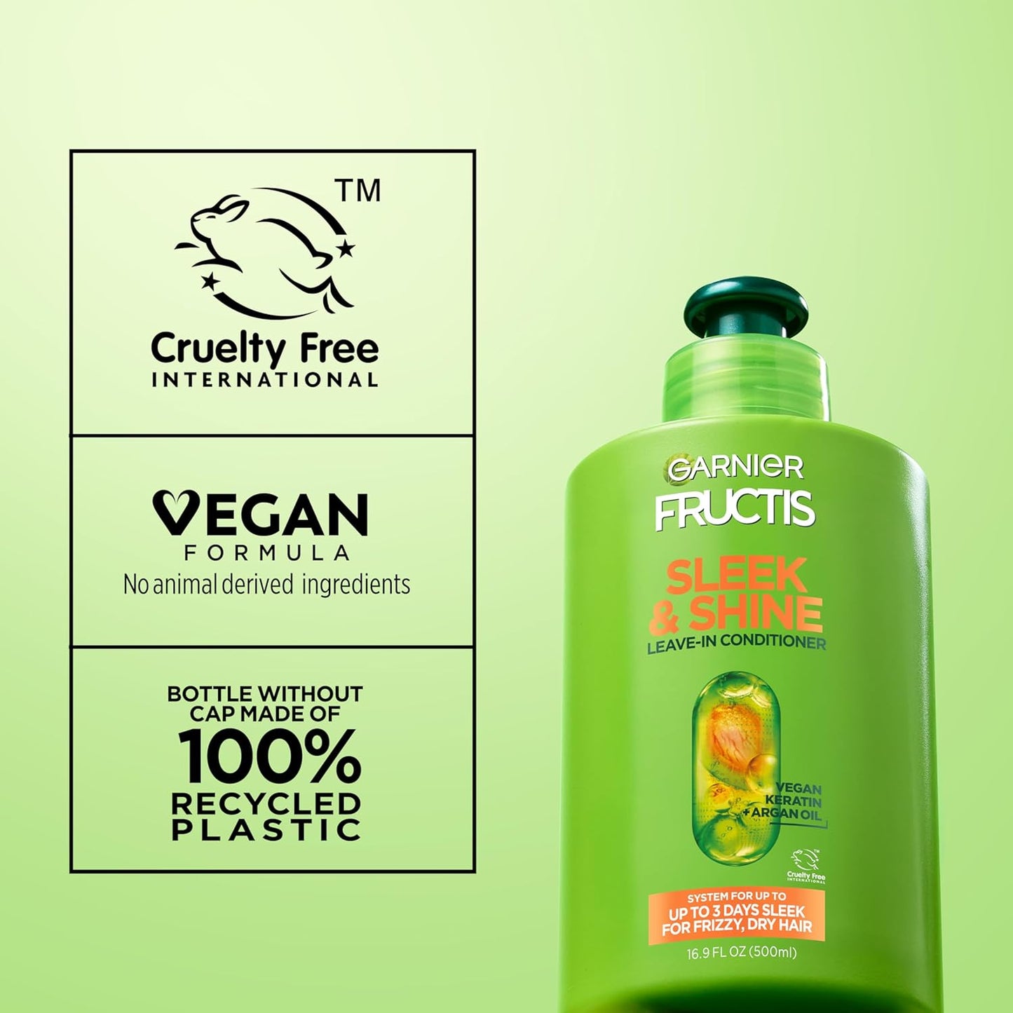 Garnier Fructis Sleek and Shine Conditioning Leave-In Cream – Spa-Like Self-Care Smoothing Treatment with Citrus Scent, 10.2 Fl Oz Pack of 2