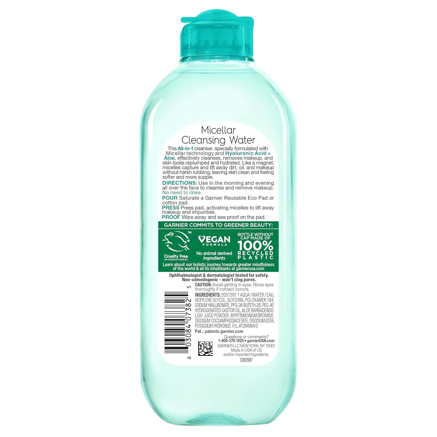 Garnier Hyaluronic Micellar Cleansing Water – Mindful Wind-Down Skincare Step for Bathroom Vanity, Gentle Fragrance-Free Hydration