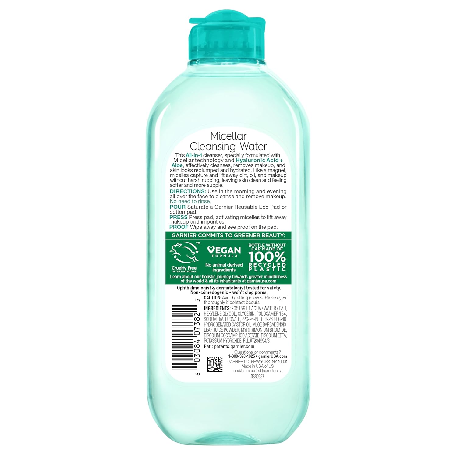 Garnier Hyaluronic Micellar Cleansing Water – Mindful Wind-Down Skincare Step for Bathroom Vanity, Gentle Fragrance-Free Hydration