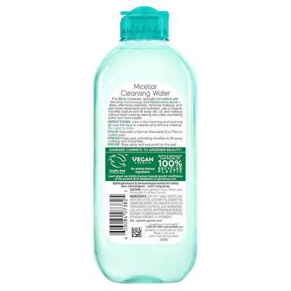 Garnier Hyaluronic Micellar Cleansing Water – Mindful Wind-Down Skincare Step for Bathroom Vanity, Gentle Fragrance-Free Hydration