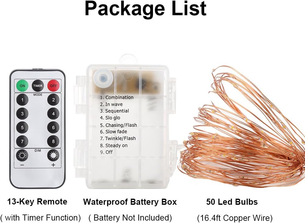GDEALER Battery Operated String Lights 50 LED – Living Room and Mantel Decor with Built-In 6-Hour Timer