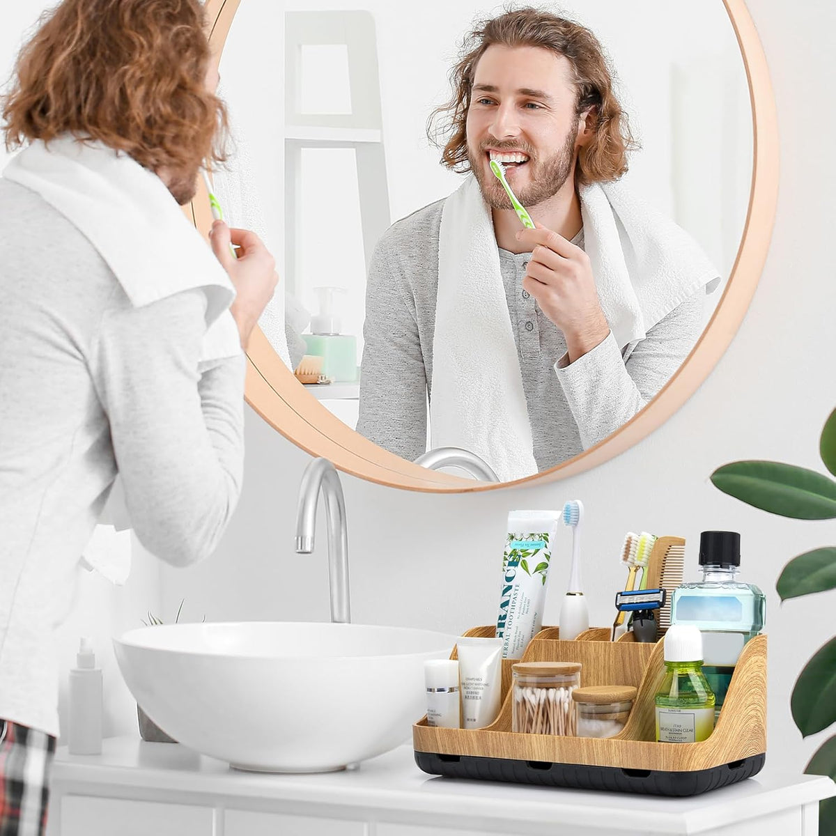 GFWARE Kids Toothbrush Holder – Family-Safe 7-Slot Organizer for Shared Bathroom, Separates Children and Adult Dental Items