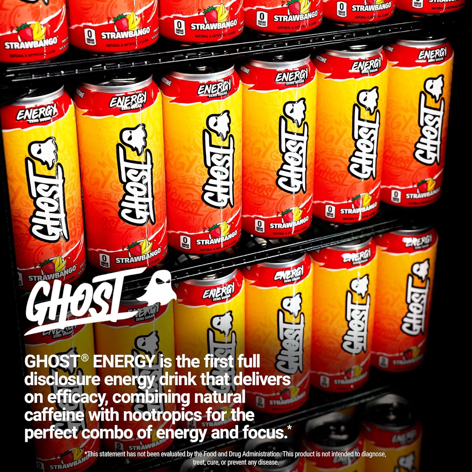 GHOST Energy Drink - Clean Label Sugar-Free Energy for Morning Gym Bag and Post-Workout Recovery, 200mg Natural Caffeine