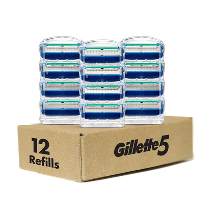 Gillette 5 Men's Razor Blade Refills, 12 Count – Sensitive Skin Shave Cartridges, Calmer Morning Ritual